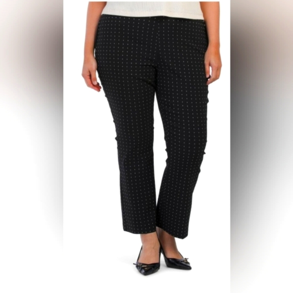 NWT Zac & Rachel Cropped Pants. Plus Size 18W Black With White Polka Dots - Picture 1 of 5